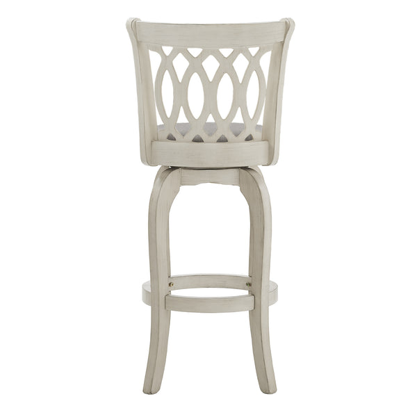 Jaxley Scroll Back Swivel Barstool Solid Wood Frame with Padded Cushioned Seat