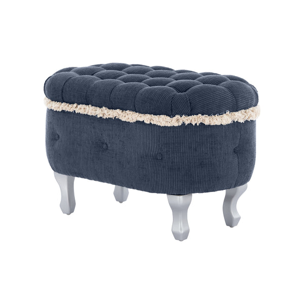 English Elm Christopher Knight Home® - 29.5'' Storage Bench with Button-Tufted Fabric, Tassel-Trim Ottoman with Hidden Compartment for Bedroom Blue 30.25 L x 18.5 W x 14 H N761P335817C