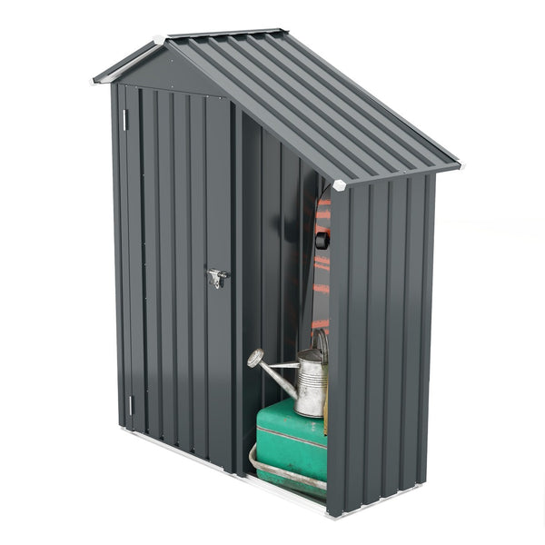 English Elm Campcraft Galvanized Steel Outdoor Storage Cabinet with Lockable Compartment and Firewood Rack W1598P382301