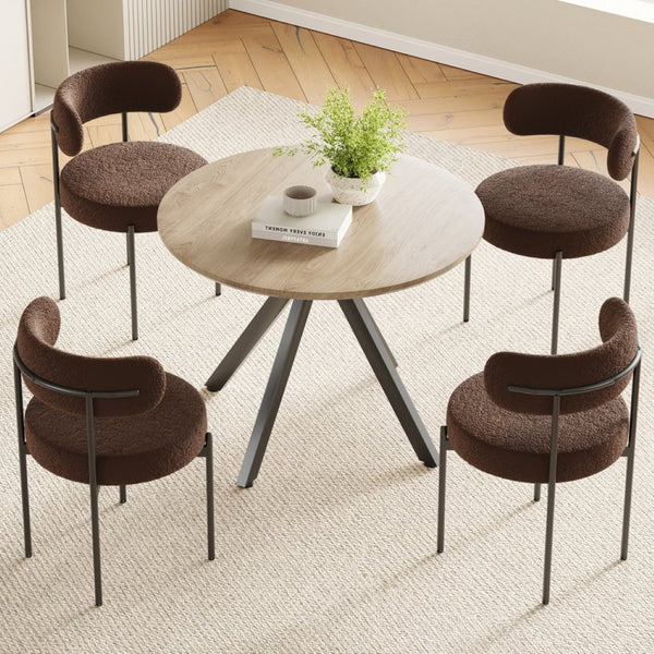 English Elm Dining Table Round Wood Top X Base Mid Century Modern Style Seats Four Compact T3623P411649