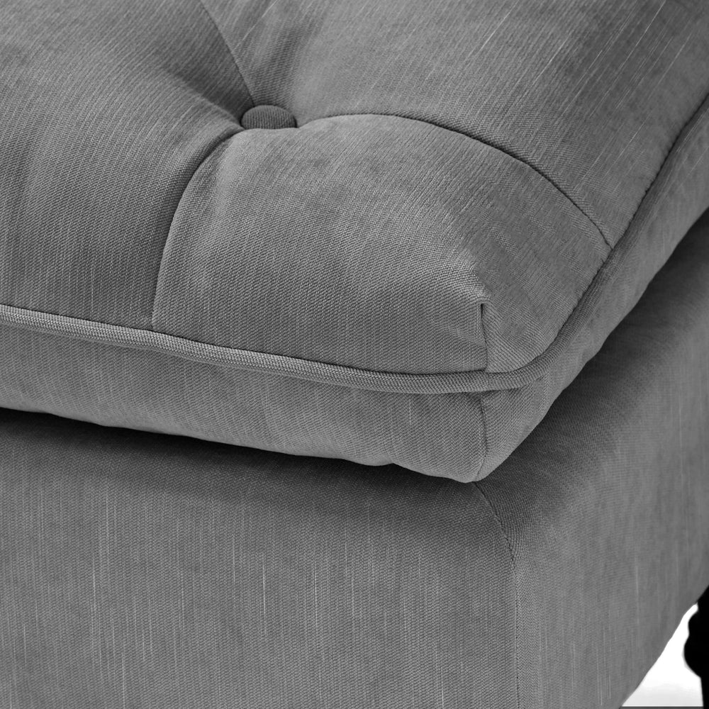 English Elm Christopher Knight Home® - LOFTON Gray Pillow Top Ottoman with Button-Tufted Diamond Stitch, Turned Legs, Upholstered Seat, 28.5"L N757P186384G