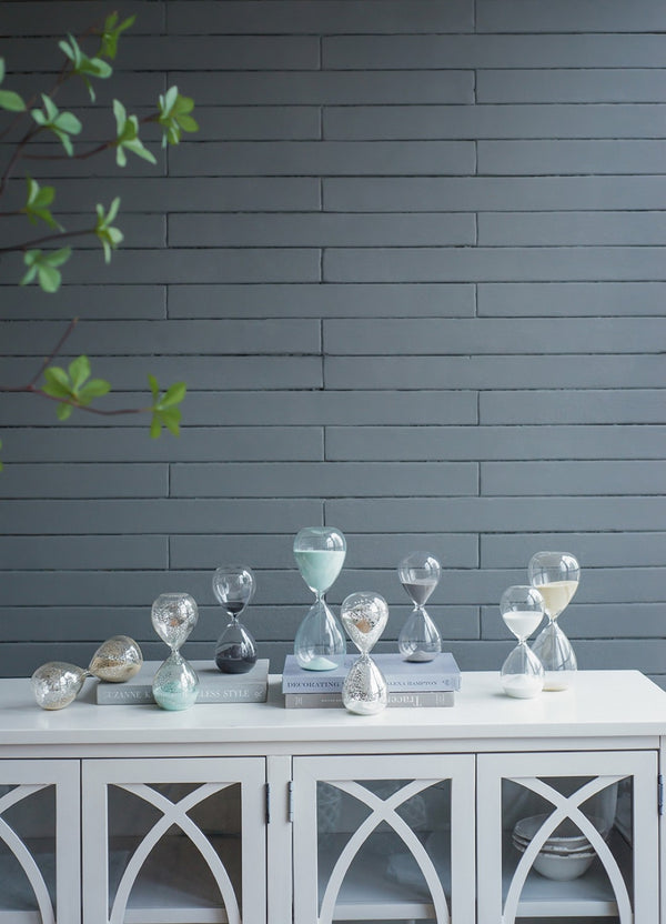 English Elm Set Of 2 Peleus Modern Hourglasses - 30-Minute Timers With Silvered Glass & Jade Sand Decor W2078P278417-GIGA