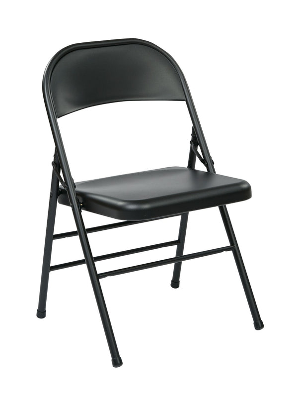 OSP Home Furnishings Folding Metal Chair Set of Four for Banquets Events and Everyday Extra Seating Black FF-22324M