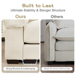 English Elm 170" Oversized Modular U-Shape Sectional Couch, Luxurious Corduroy & Ottoman, Deep Seats & Custom Configurations W714S01292