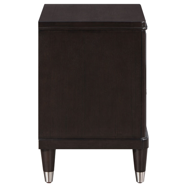 English Elm Niguel Brown 2-Drawer Nightstand with Felt-Lined Top Drawer, Modern Metallic Accents, Spacious Wood Storage, 27"H x 26"W Elegance B062P299914