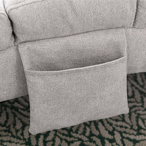English Elm Linen Ergonomic Massage Chaise Lounge with Remote Control, 140° Recline, Heavy-Duty Frame, 5 Modes LIGHT GREY W39539625