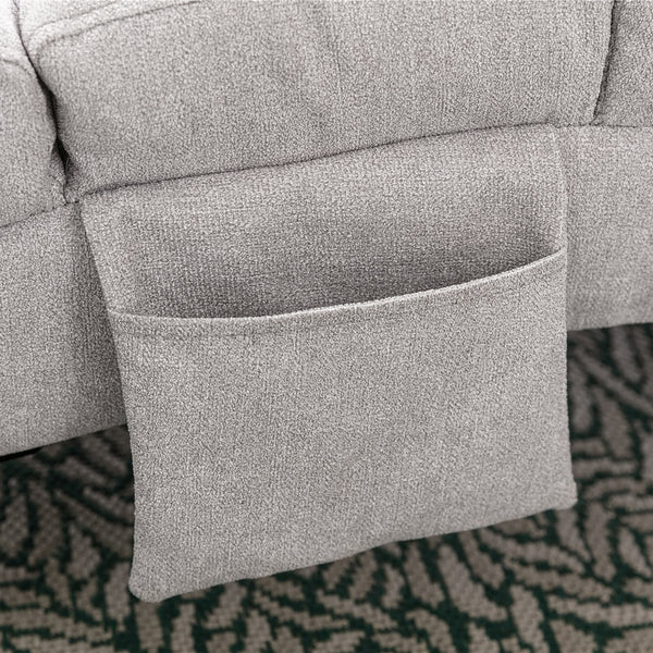 English Elm Linen Ergonomic Massage Chaise Lounge with Remote Control, 140° Recline, Foam Cushion Comfort and Sturdy Frame LIGHT GREY W39539625