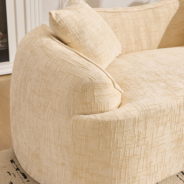 English Elm Beige Curved Two-Person Sofa with Chenille Fabric, Foam+Spring Support, 2 Pillows, Space-Saving Design W3612P350752