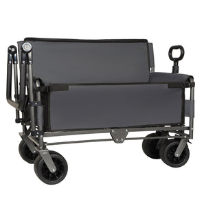 English Elm 3-in-1 Folding Wagon with Canopy Bench Seat 500lb All Terrain Heavy Duty Cart Gray W2932P354212