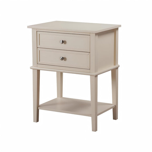 English Elm Stylish Beige Nightstand - Modern Open-Shelf Design, Compact & Functional For Any Bedroom Decor B078112100-GIGA