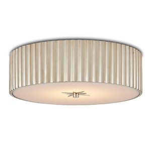 Caravel Silver Flush Mount Light Fixture - Contemporary Drum Design with Soft Frosted Glass Diffuser
