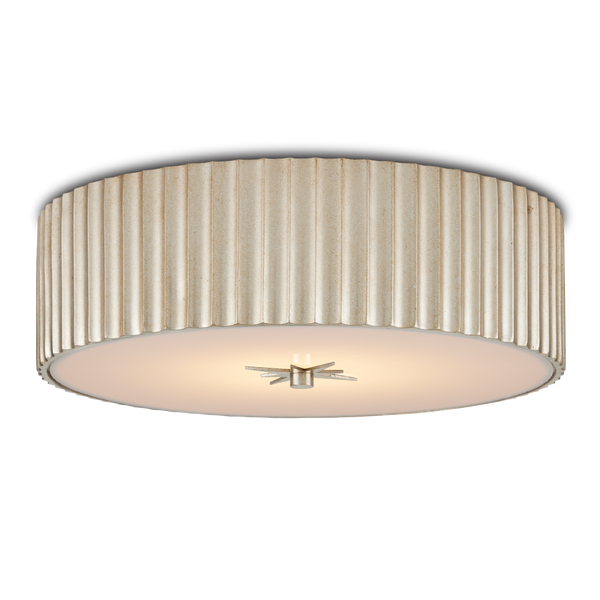 Caravel Silver Flush Mount Light Fixture - Contemporary Drum Design with Soft Frosted Glass Diffuser