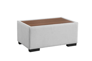 English Elm Joshua Light Gray Woven Sectional Sofa with Right-Facing Chaise, Console Ottoman & 2 Pillows — Modern Comfort and Multifunctional Wood-Top Table B061S00842