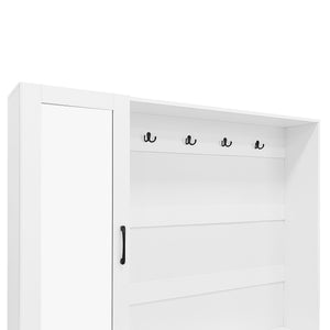 English Elm VIBE Entryway Hall Tree with Mirror, Foldable Bench & 6 Adjustable Shelves, 2 Drawers, Hooks SJ000142AAK