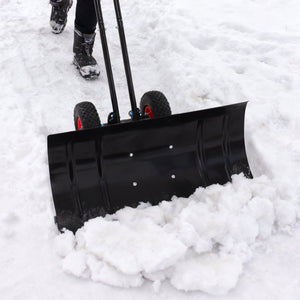 English Elm 30" Carbon Steel Snow Pusher with Wheeled Frame and Adjustable Ergonomic Handle W1422P362636