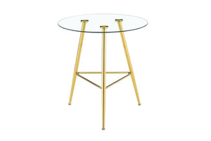 English Elm 36 Inch Round Glass Top Bar Table Chrome Tripod Base Modern Bistro Pub Style W3493P452050