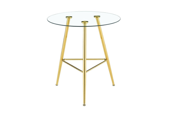 English Elm 36 Inch Round Glass Top Bar Table Chrome Tripod Base Modern Bistro Pub Style W3493P452050