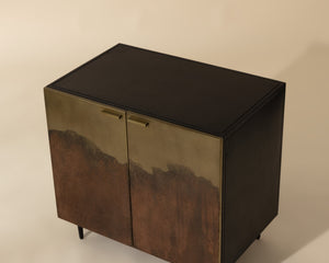 Sunpan Auburn Nightstand With Antique Brass Ombre Finish, Unique Artisan Craftsmanship For Global Style Black Iron 111819