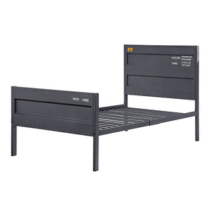English Elm Gunmetal Twin Platform Bed with Industrial Iron Frame, Low Profile, Panel Headboard & Secure Lock B062P189167
