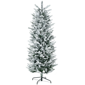 English Elm Homcom 6Ft Snow-Flocked Artificial Christmas Tree With Auto-Open Design & Steel Base For Cozy Holiday Charm W2225P229668