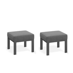 English Elm Set of 2 Outdoor Square Iron Ottomans with Thick Olefin Cushions for Patio Lounge Gray+Gray B082P455119