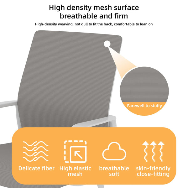 English Elm Minimalist breathable mesh office chair with curved support, cushioned seat, stable iron frame for long workdays White+gray W1935P338541