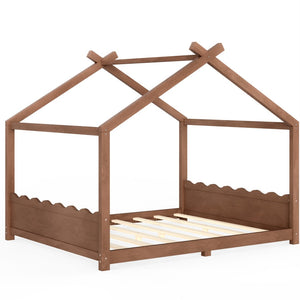 English Elm Queen House Shaped Floor Bed Solid Pine Frame Montessori Kids Bedroom No Box Spring W1580P438812