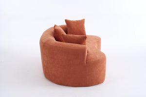 English Elm Crescent-shaped Curved Chenille Loveseat Low Profile Deep Seat Modern Living Room Sofa Orange W5188P450351