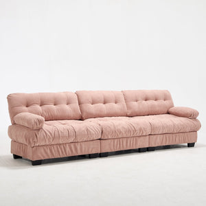 English Elm Modular Cloud Sectional Sofa Flannelette Deep Seat Couch for Living Room with Pillows Pink W2120S00032