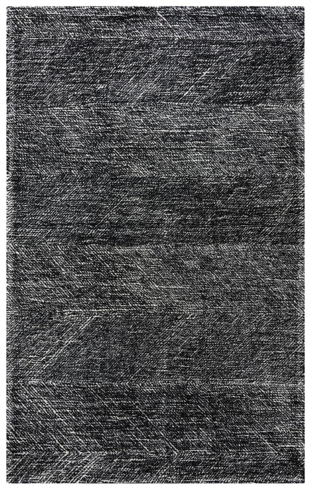 Alora Decor Trace Black Hand-Tufted 100% Wool Rectangle Rug With Ivory Geometric Design, Plush Durable Texture 5' x 7'6" 01401410106930576