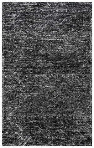 Alora Decor Trace Black Hand-Tufted 100% Wool Rectangle Rug With Ivory Geometric Design, Plush Durable Texture 5' x 7'6" 01401410106930576