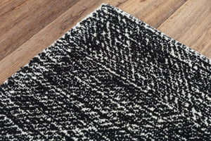 Alora Decor Trace Black Hand-Tufted 100% Wool Rectangle Rug With Ivory Geometric Design, Plush Durable Texture 5' x 7'6" 01401410106930576