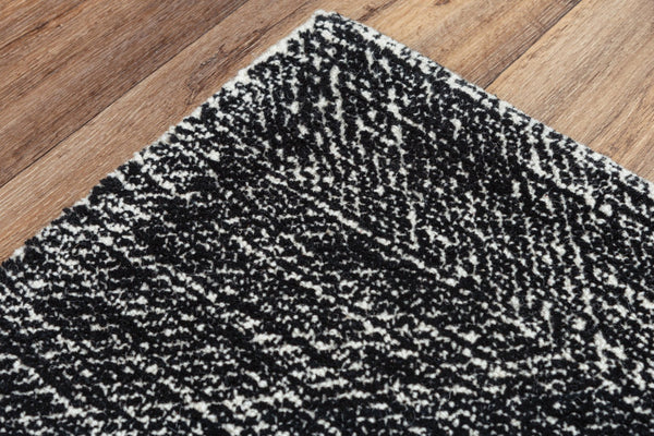 Alora Decor Trace Black Hand-Tufted 100% Wool Rectangle Rug With Ivory Geometric Design, Plush Durable Texture 5' x 7'6" 01401410106930576