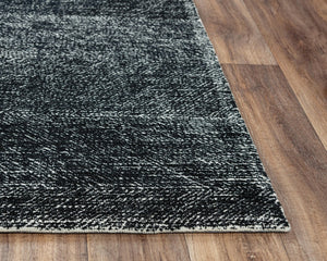 Alora Decor Trace Black Hand-Tufted 100% Wool Rectangle Rug With Ivory Geometric Design, Plush Durable Texture 5' x 7'6" 01401410106930576