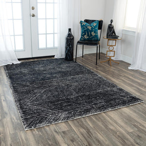 Alora Decor Trace Black Hand-Tufted 100% Wool Rectangle Rug With Ivory Geometric Design, Plush Durable Texture 5' x 7'6" 01401410106930576