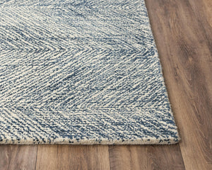 Alora Decor Trace Blue Hand-Tufted Wool Rug With Subtle Navy Chevron Pattern — Soft, Durable, Transitional Accent 5' x 7'6" 01401410237570576
