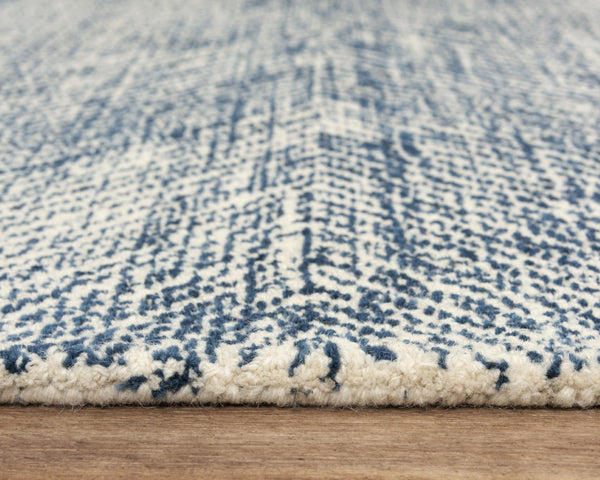 Alora Decor Trace Blue Hand-Tufted Wool Rug With Subtle Navy Chevron Pattern — Soft, Durable, Transitional Accent 5' x 7'6" 01401410237570576