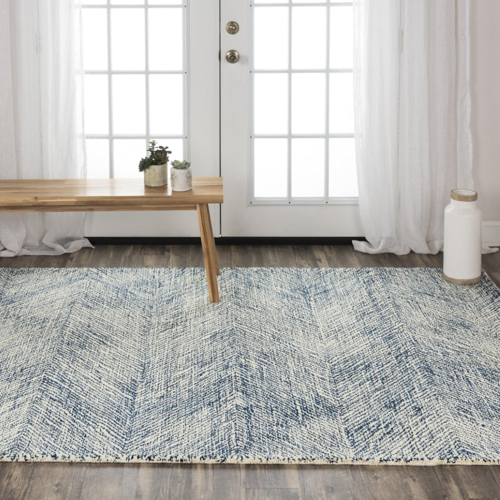 Alora Decor Trace Blue Hand-Tufted Wool Rug With Subtle Navy Chevron Pattern — Soft, Durable, Transitional Accent 5' x 7'6" 01401410237570576