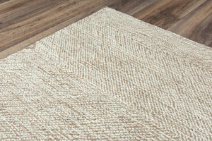 Alora Decor Trace Hand-Tufted Beige Chevron Wool Rug — Neutral Tan & Ivory Transitional Style, Durable Plush Finish 5' x 7'6" 01401410337880576