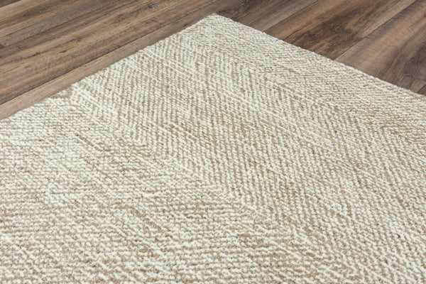 Alora Decor Trace Hand-Tufted Beige Chevron Wool Rug — Neutral Tan & Ivory Transitional Style, Durable Plush Finish 5' x 7'6" 01401410337880576
