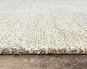 Alora Decor Trace Hand-Tufted Beige Chevron Wool Rug — Neutral Tan & Ivory Transitional Style, Durable Plush Finish 5' x 7'6" 01401410337880576