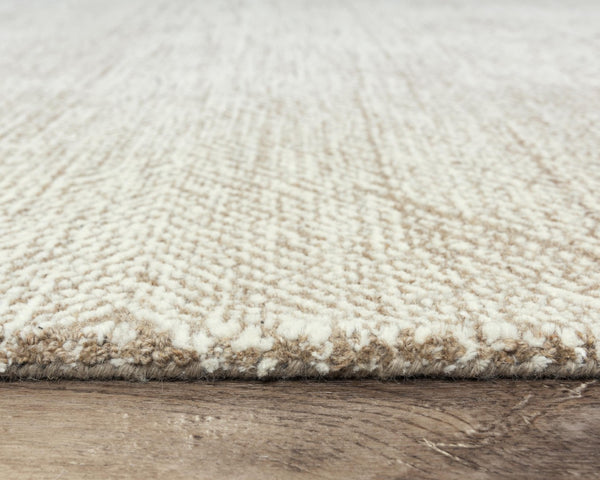 Alora Decor Trace Hand-Tufted Beige Chevron Wool Rug — Neutral Tan & Ivory Transitional Style, Durable Plush Finish 5' x 7'6" 01401410337880576