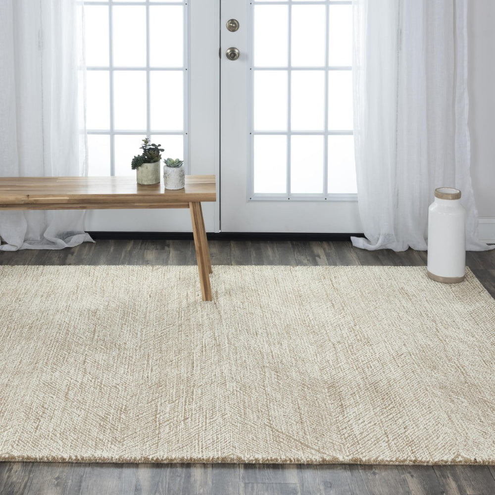 Alora Decor Trace Hand-Tufted Beige Chevron Wool Rug — Neutral Tan & Ivory Transitional Style, Durable Plush Finish 5' x 7'6" 01401410337880576