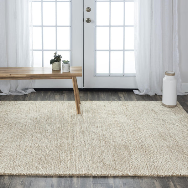 Alora Decor Trace Hand-Tufted Beige Chevron Wool Rug — Neutral Tan & Ivory Transitional Style, Durable Plush Finish 5' x 7'6" 01401410337880576