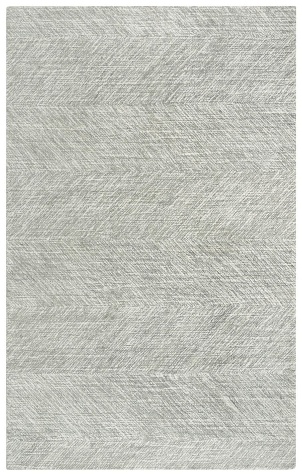 Alora Decor Trace Hand-Tufted Gray And Ivory Chevron Rug 100% Wool Transitional Accent With Bound Edges And Soft Texture 7'6" x 9'6" 01401410437337696