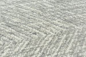 Alora Decor Trace Hand-Tufted Gray And Ivory Chevron Rug 100% Wool Transitional Accent With Bound Edges And Soft Texture 7'6" x 9'6" 01401410437337696
