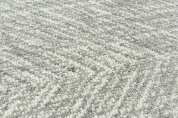 Alora Decor Trace Hand-Tufted Gray And Ivory Chevron Rug 100% Wool Transitional Accent With Bound Edges And Soft Texture 7'6" x 9'6" 01401410437337696