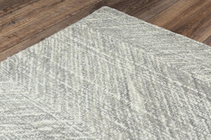 Alora Decor Trace Hand-Tufted Gray And Ivory Chevron Rug 100% Wool Transitional Accent With Bound Edges And Soft Texture 7'6" x 9'6" 01401410437337696