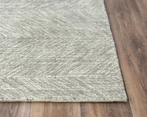 Alora Decor Trace Hand-Tufted Gray And Ivory Chevron Rug 100% Wool Transitional Accent With Bound Edges And Soft Texture 7'6" x 9'6" 01401410437337696
