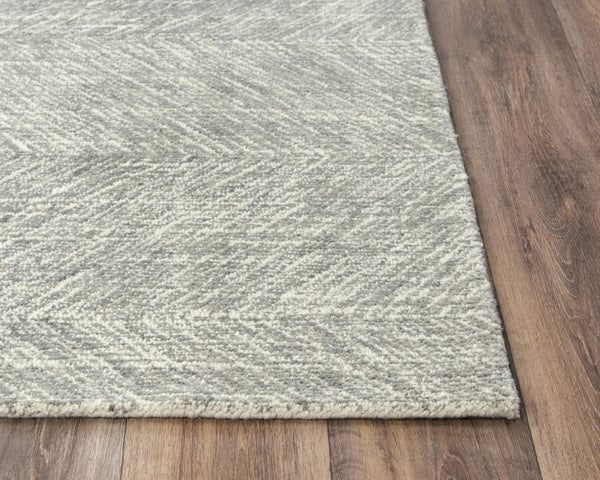 Alora Decor Trace Hand-Tufted Gray And Ivory Chevron Rug 100% Wool Transitional Accent With Bound Edges And Soft Texture 7'6" x 9'6" 01401410437337696